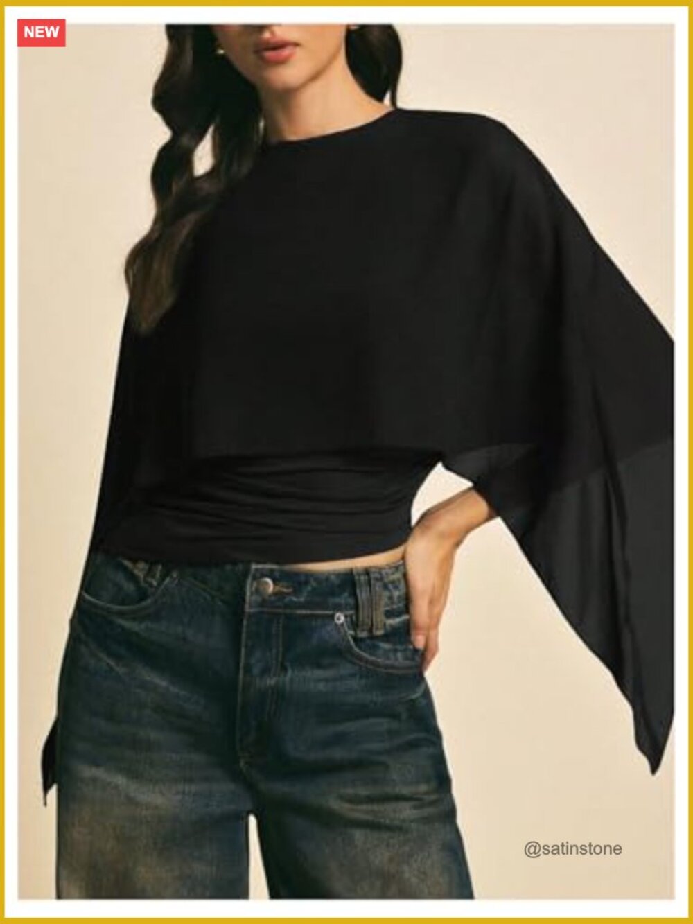 Asymmetrical Crop Top Chiffon Mesh Sheer Blouse - Picture 2 of 5
